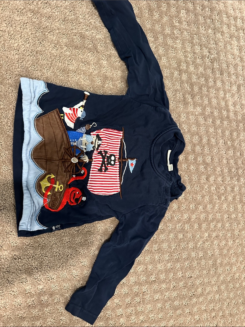 JoJo Maman Bebe Navy Pirate Ship Long-Sleeve Top
